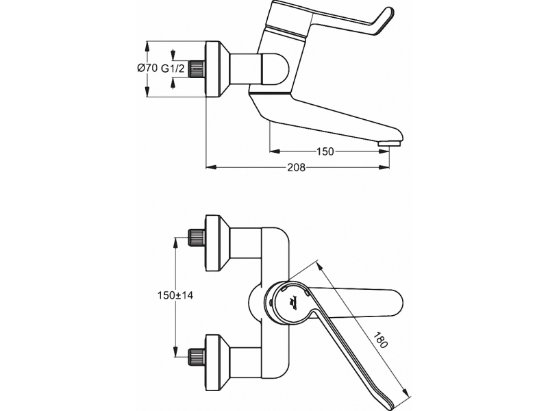 Купить Смеситель Ideal Standard Ceraplus Sequential настенный для раковины, хром, B8314AA