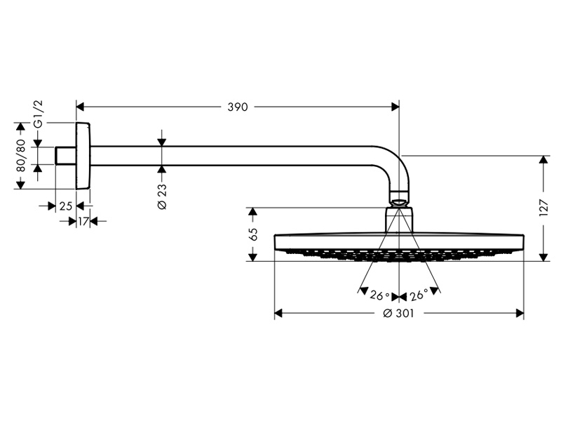 Купить Верхний душ Hansgrohe Raindance Select S 300 2jet 27378400, с держателем, белый/хром