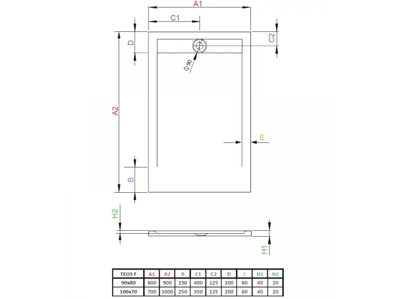 Купить Поддон для душа Radaway Teos F, 100 x 70 см, прямоугольный, HTF10070-54