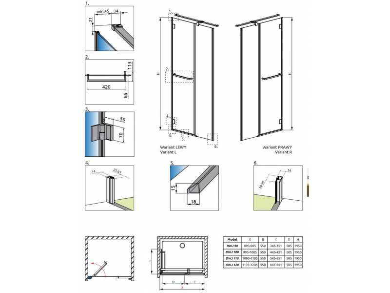 Купить Душевая дверь Radaway Carena DWJ 34302-01-01N 90*195 см