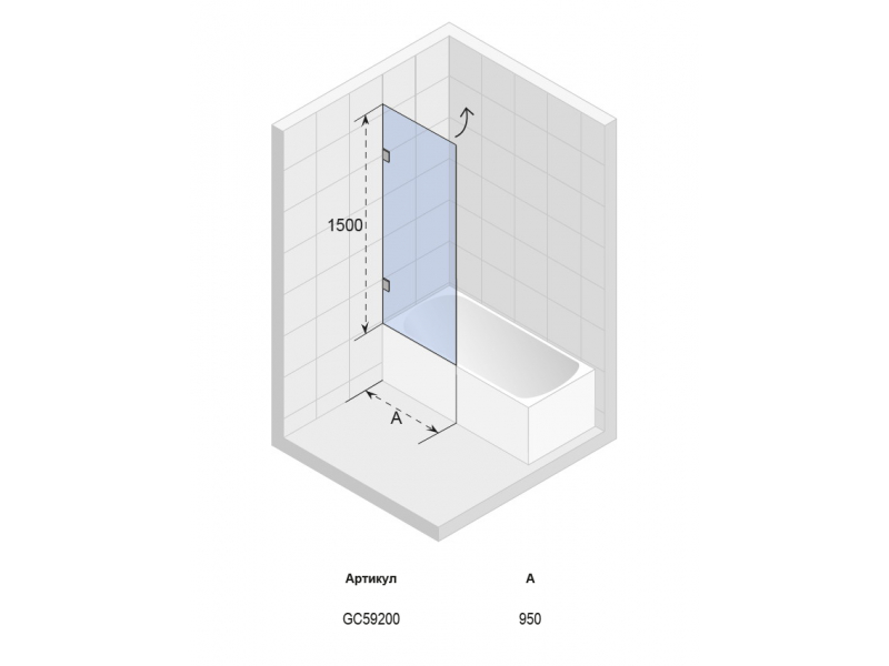 Купить Шторка для ванны Riho Scandic S108 95 x 150 GC59200 универсальная