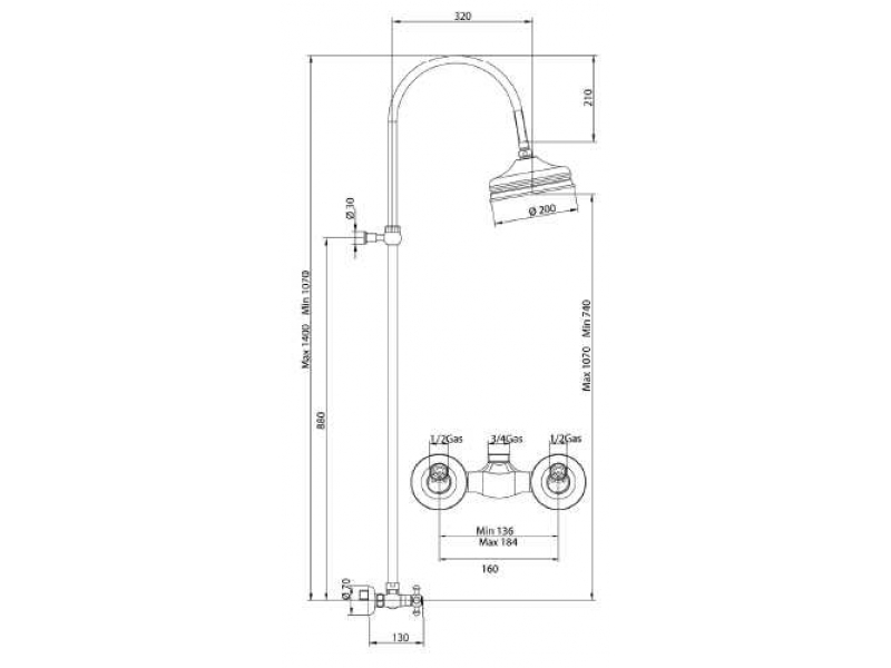 Купить Душевая система Bandini Antica 664720JJ06, ручки металлические Antica, медь