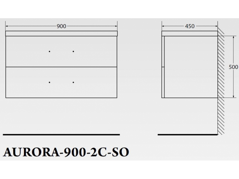 Купить Тумба под раковину BelBagno Aurora AURORA-900-2C-SO-PB подвесная (2 ящ.)