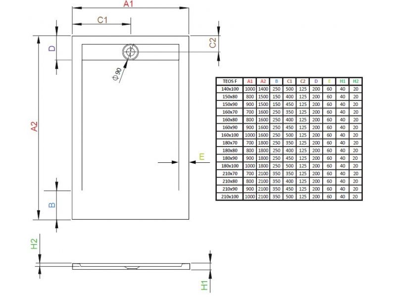 Купить Поддон для душа Radaway Teos F, 180 x 90 см, прямоугольный, HTF18090-54