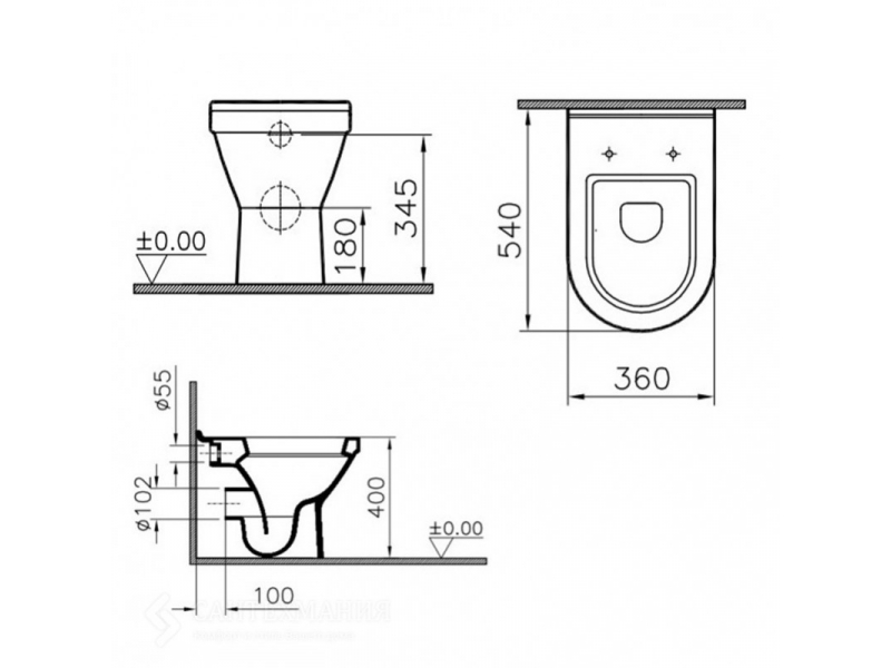 Купить Приставной унитаз Vitra S50 5323B003-0075