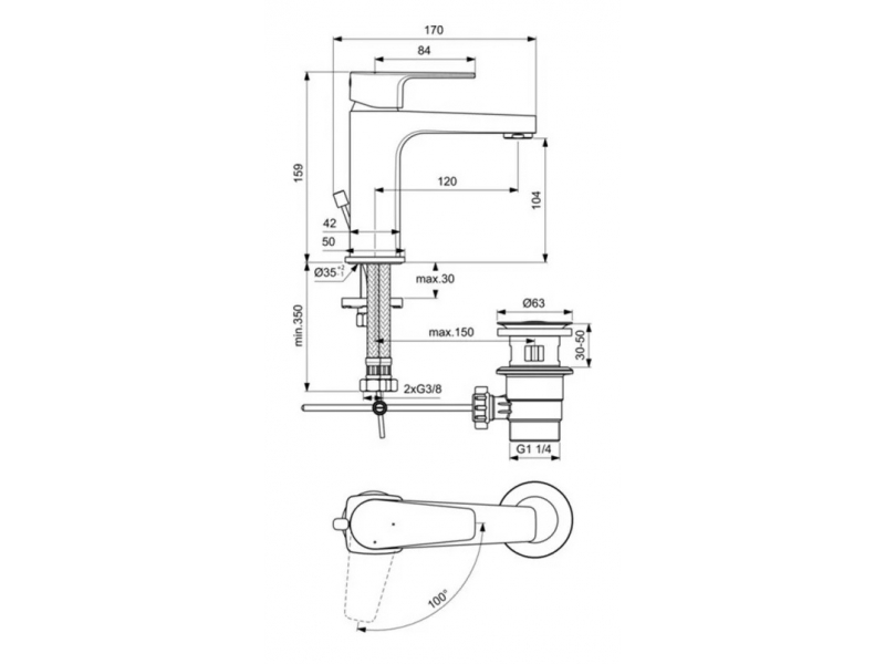 Купить Смеситель Ideal Standard Cerafine D Grande для раковины, хром, BC688AA