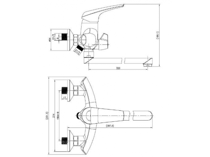 Купить Смеситель Aquanet Conte SD91389A (187220) для ванны и душа