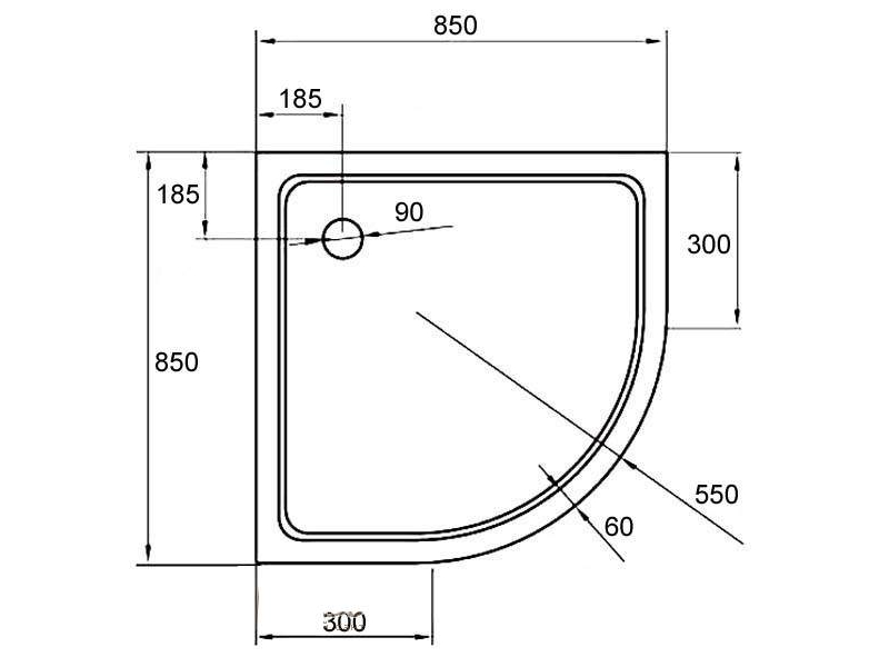 Купить Поддон акриловый Cezares 85 x 85 мм, TRAY-A-R-85-550-15-W