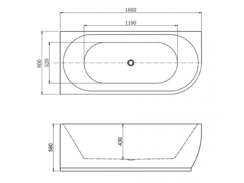 Купить Ванна акриловая Aquanet Family Elegant B 180 x 80 см, правая, белый матовый, 260055