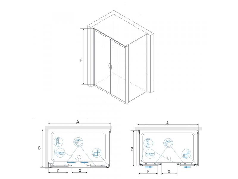 Купить Душевой уголок RGW PA-41, 01084186-11, 80 х 160 x 195 см, дверь раздвижная, стекло прозрачное, хром