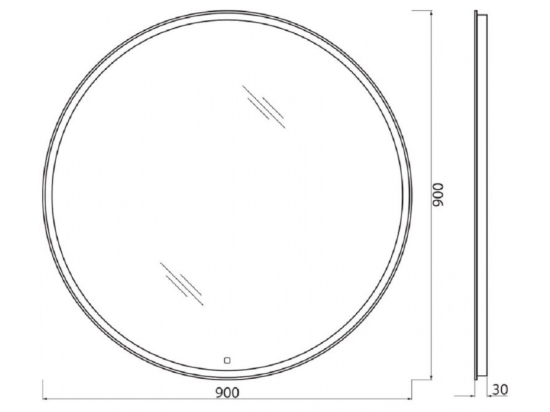 Купить Зеркало BelBagno 90 x 90 см со встроенным светильником и сенсорным выключателем, SPC-RNG-900-LED-TCH
