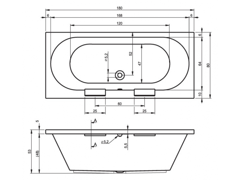 Купить Ванна акриловая Riho Daytona 180 x 80 см