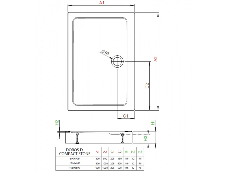 Купить Поддон для душа Radaway Doros D, 80 x 100 см, прямоугольный, SDRD1080-05-64S