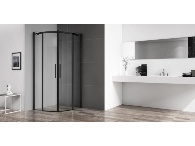 Купить Душевой уголок BelBagno Acqua R-2-90-C-NERO, 90 х 90 х 195 см, профиль черный матовый, стекло прозрачное