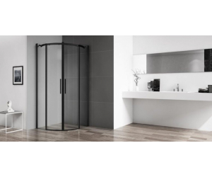 Душевой уголок BelBagno Acqua R-2-90-C-NERO, 90 х 90 х 195 см, профиль черный матовый, стекло прозрачное