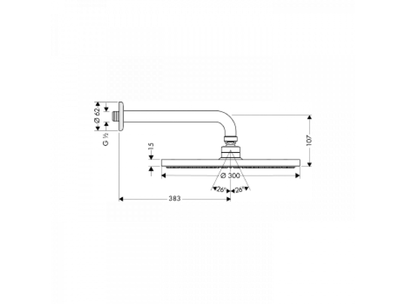 Купить Верхний душ Hansgrohe Raindance S 300 1jet 27493000, с держателем 39 см