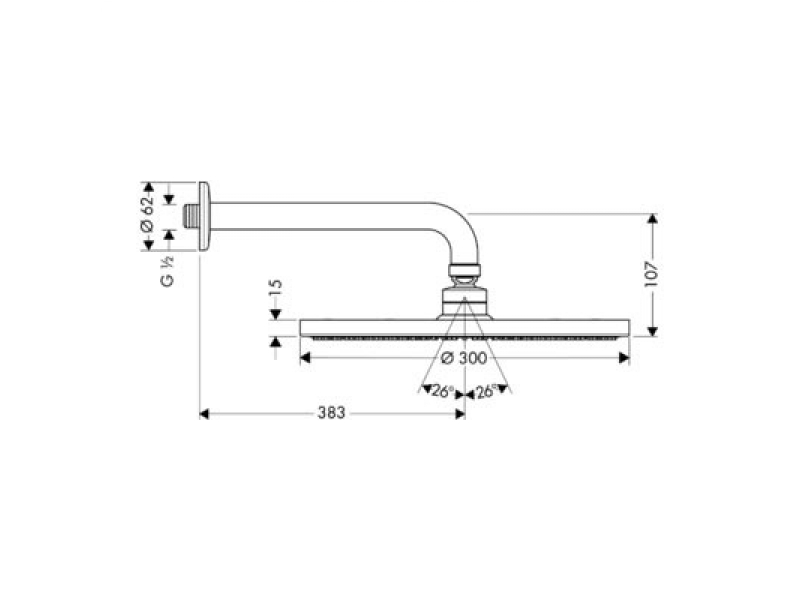 Купить Верхний душ Hansgrohe Raindance S 300 1jet 27493000, с держателем 39 см