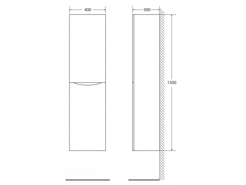 Купить Шкаф-пенал подвесной BelBagno FLY-MARINO-1500-2A-SC-CL-P-L, 40 х 30 х 150 см, Cappuccino Lucido/бежевый глянец, левосторонний