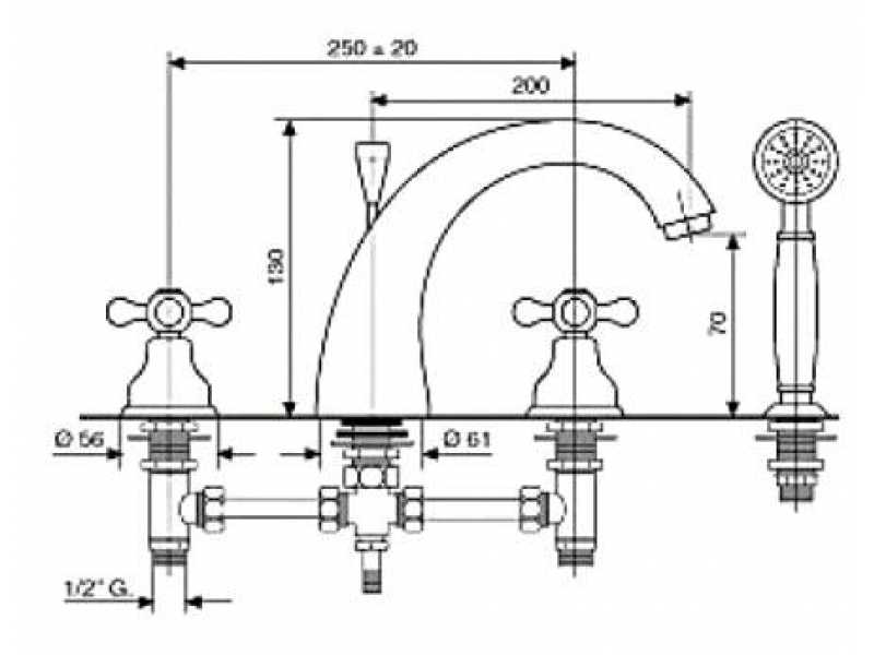 Купить Смеситель для ванны и душа Emmevi Deco Classic 12120BO, белый/золото