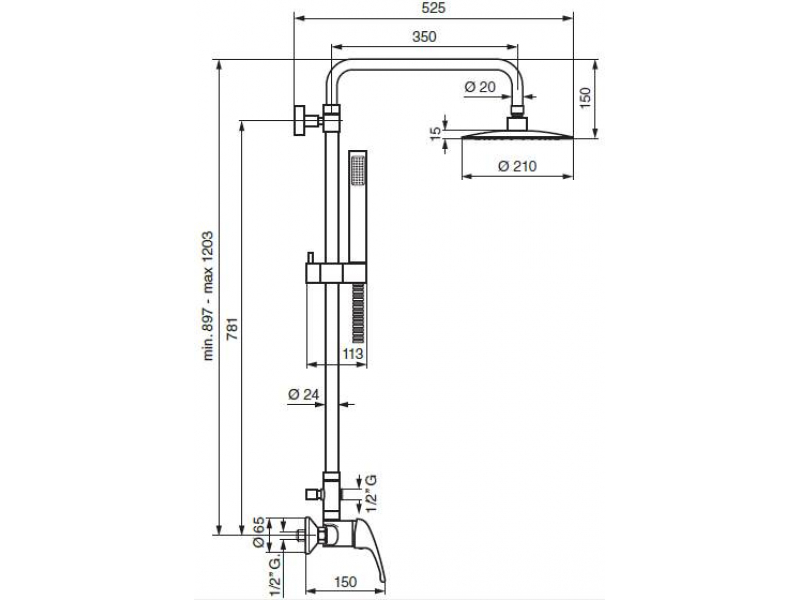 Купить Душевой комплект Emmevi 9500286CR, хром