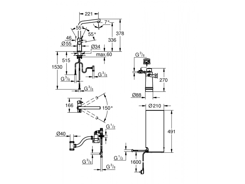 Купить Смеситель Grohe Red II Duo 30325001 для кухонной мойки, с водонагревателем