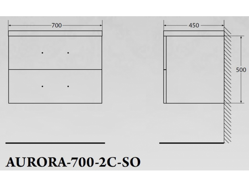 Купить Тумба под раковину BelBagno Aurora AURORA-700-2C-SO-BO подвесная (2 ящ.)