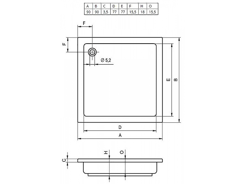 Купить Поддон душевой Riho Saturnus 90 x 90 см, DC04