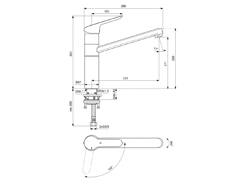 Купить Смеситель Ideal Standard Ceraflex для кухонной мойки, хром, BC135AA