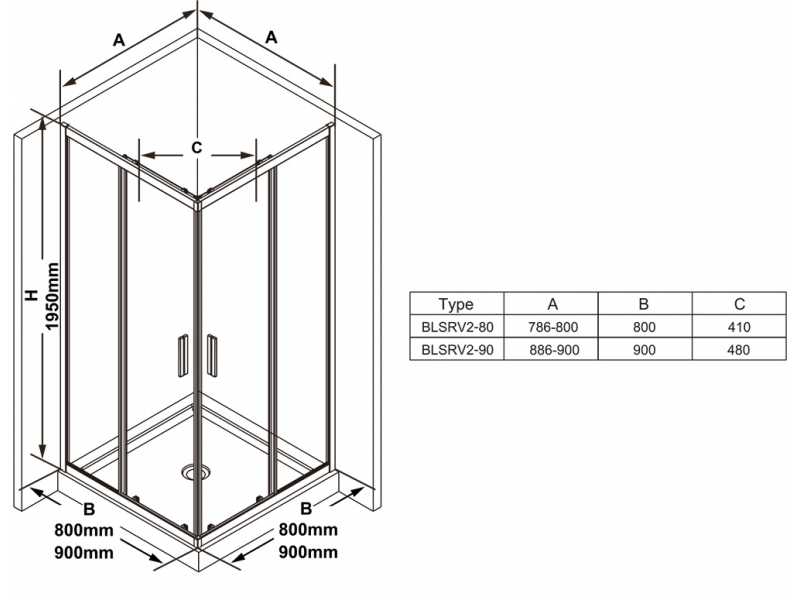 Купить Душевой уголок Ravak Blix Slim BLSRV2-80, 80 х 80 см, профиль блестящий ,витраж транспарент, X1LM40C00Z1