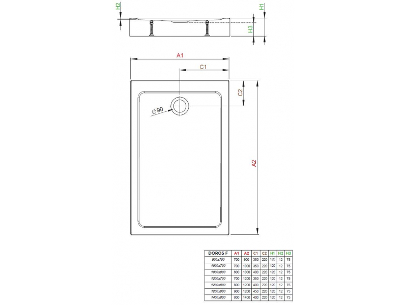 Купить Поддон для душа Radaway Doros F, 120 x 70 см, прямоугольный, SDRFP1270-05