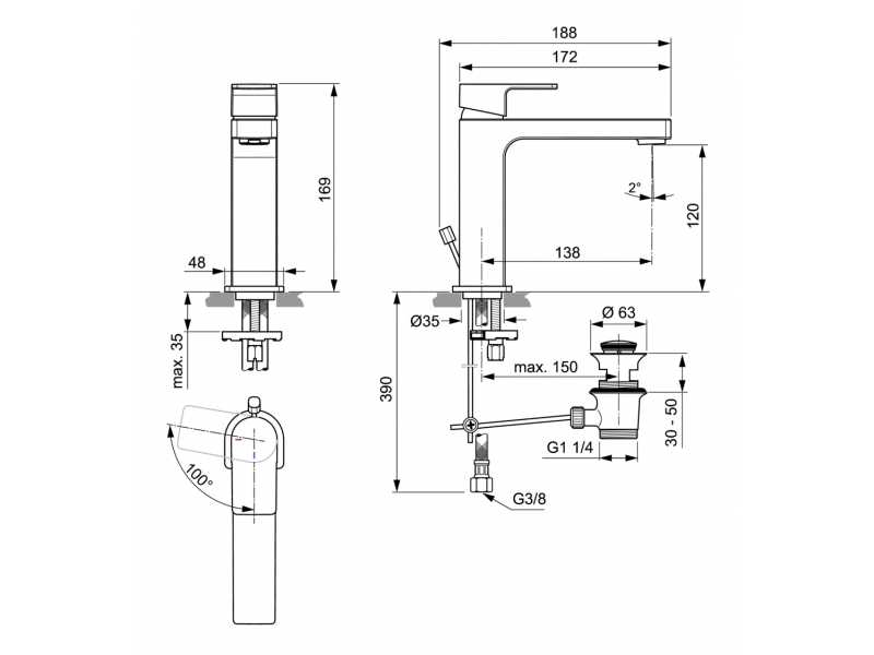 Купить Смеситель Ideal Standard Edge Grande для раковины, хром, A7107AA