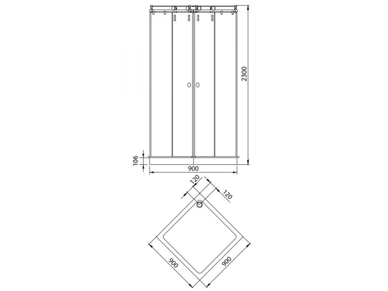 Купить Душевой уголок Aquanet Gamma Cube 909-12, 90 x 90 x 230 см, стекло прозрачное (166801)