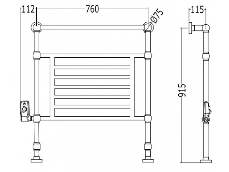 Купить Полотенцесушитель Devon&Devon Jupiter 2, PRJ2OTEL 75 x 90 см, латунь