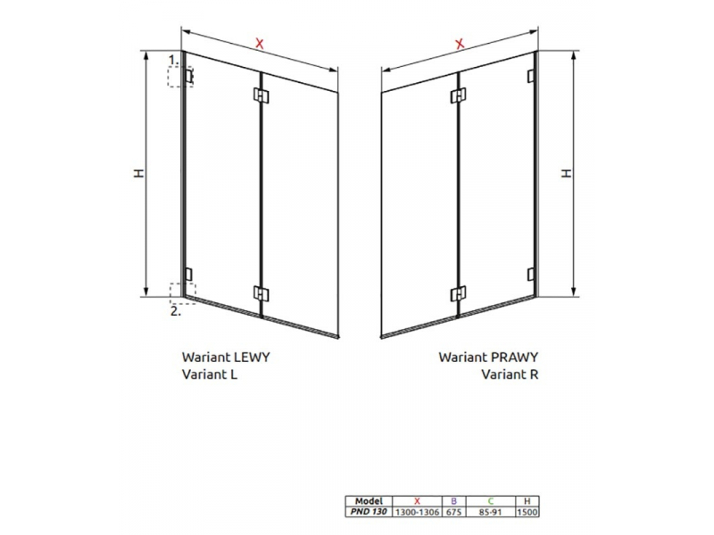 Купить Шторка для ванны Radaway Carena PND 202201-101, 130 x 150 см