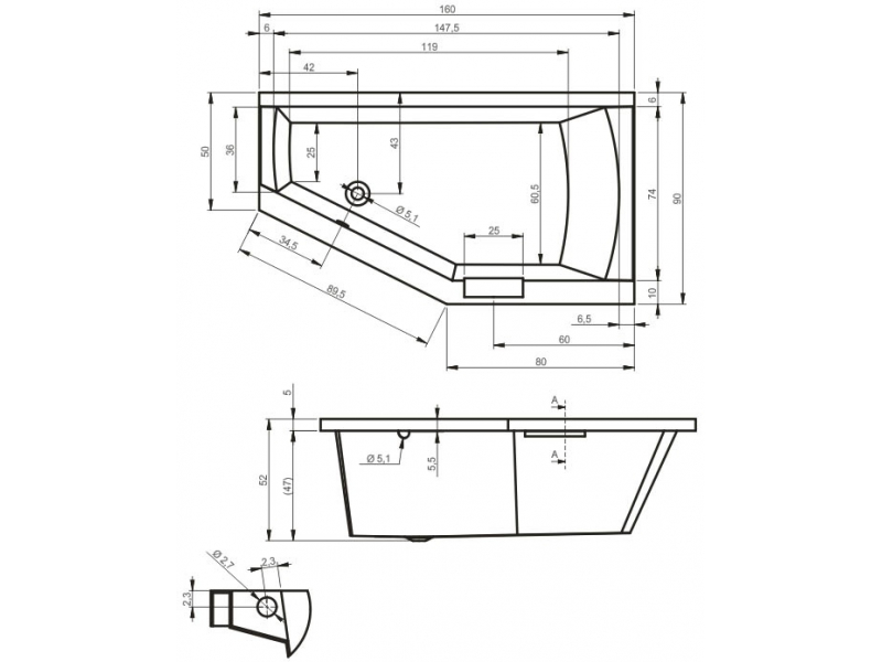 Купить Ванна гидромассажная Riho Geta 160 x 90 см, FLOW, левая/правая