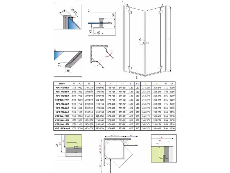 Купить Душевой уголок Radaway Almatea KDD 100R*90L, 100 x 90 х 195 см стекло прозрачное, профиль хром, 32183-01-01N