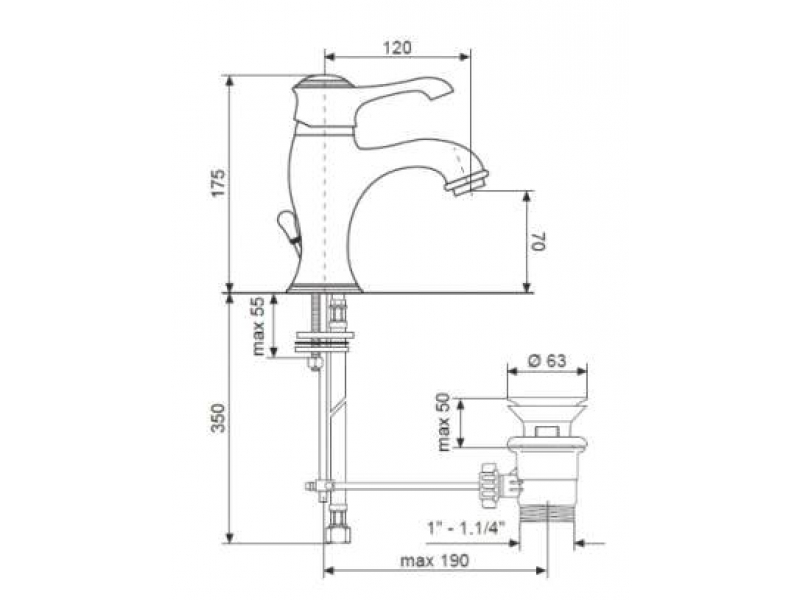 Купить Смеситель для раковины Emmevi Tiffany 6003BR, бронза