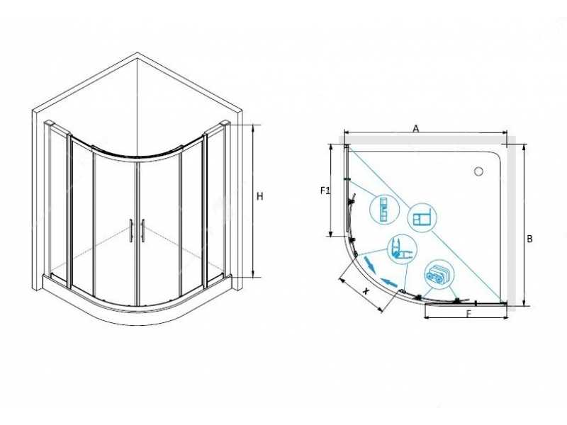 Купить Душевой уголок RGW HO-511, 030651133-11, 130 х 130 x 195 см, четверть круга, дверь раздвижная, стекло прозрачное, хром