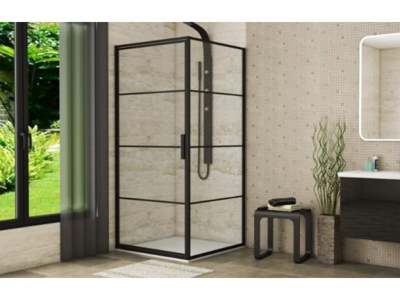 Купить Душевой уголок Bravat Black Line BS090.2115B, 90 x 90 х 195 см, двери распашные, стекло прозрачное, черный