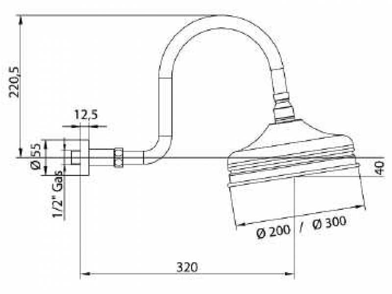 Купить Верхний душ Bandini Antico 647350YY06, 30x30 см, 1 режим струи, с держателем, бронза