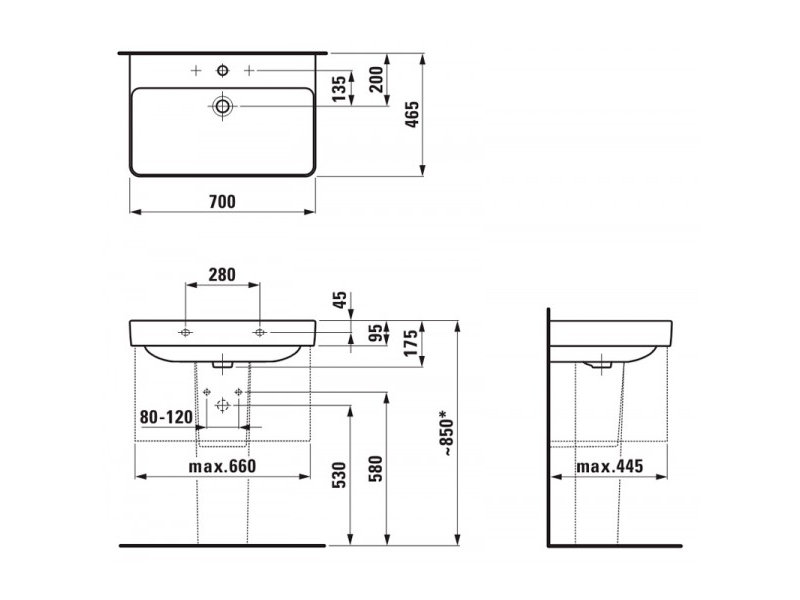 Купить Раковина Laufen Pro S 8.1096.7.000.104.1, белая, 70*46.5 см