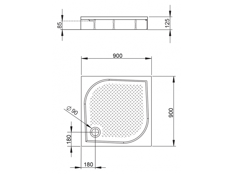 Купить Поддон для душа Radaway Paros С900, 90 x 90 см, квадратный, MBC9090-03-1