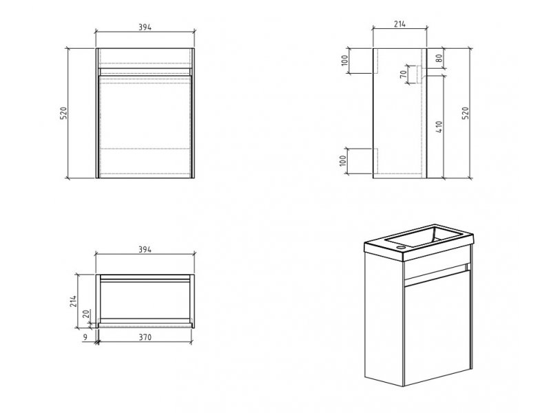 Купить Тумба под раковину BelBagno Pietra Mini PIETRA MINI-400-1A-SO-SCM-L/R 40 см, серый (Stucco Cemento)