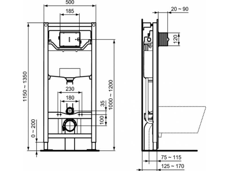 Купить Инсталляция Ideal Standard с унитазом Connect Air AquaBlade E005401, сиденье микролифт, комплект (E212801)