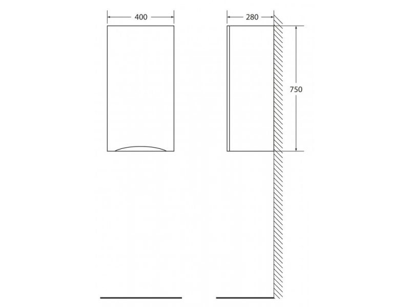 Купить Шкаф подвесной BelBagno FLY-MARINO-750-1A-SC-BL-P-R, 40 х 30 х 75 см, Bianco Lucido/белый глянец, правосторонний