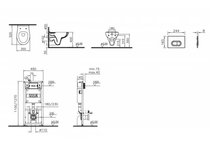 Купить Инсталляция Vitra с безободковым унитазом Vitra S20 9004B003-7202, сиденье микролифт, комплект