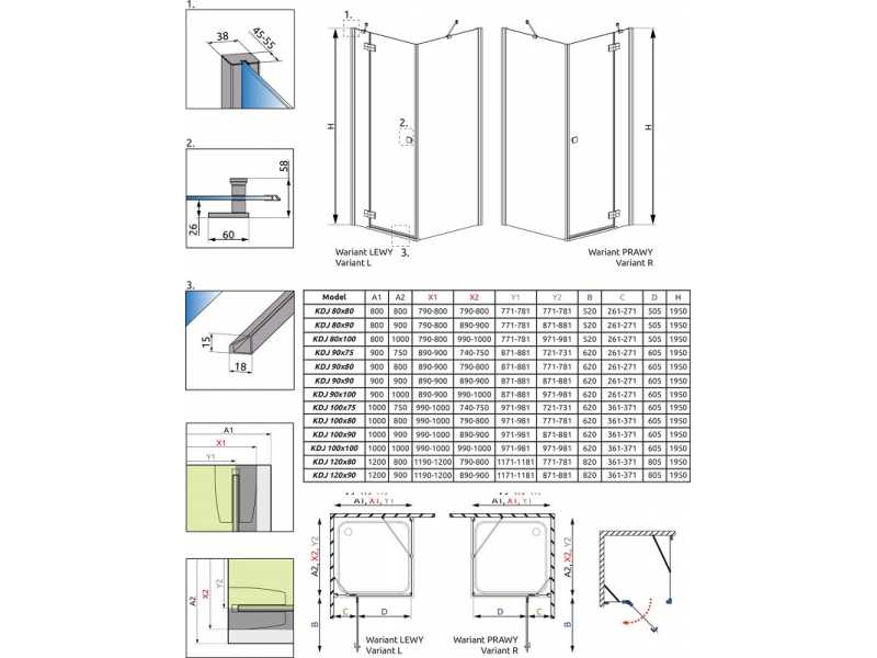 Купить Душевой уголок Radaway Almatea KDJ 100 x 90 х 195 см стекло интимато, профиль хром, L/R