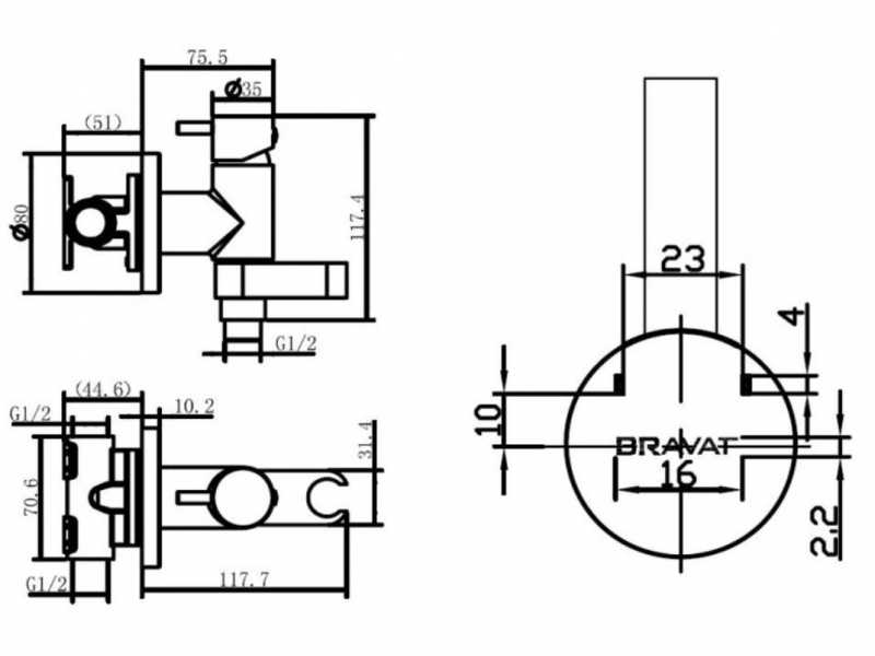 Купить Гигиенический душ Bravat Eler Black со смесителем, черный, D9137BM-RUS