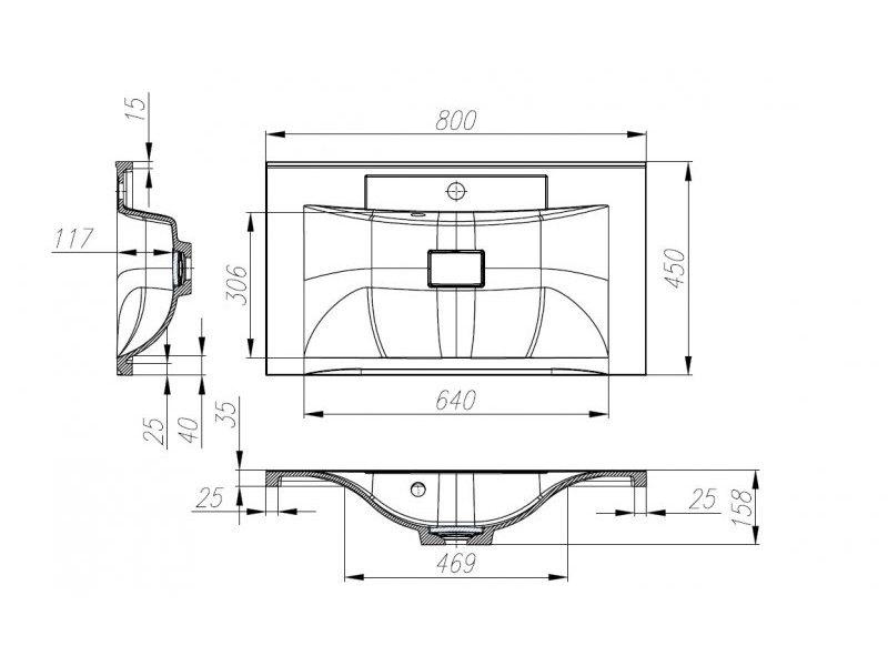 Купить Тумба под раковину BelBagno Marino MARINO-800-2C-PIA-BL-P, 80 х 45 х 80 см, Bianco Lucido - белый глянец