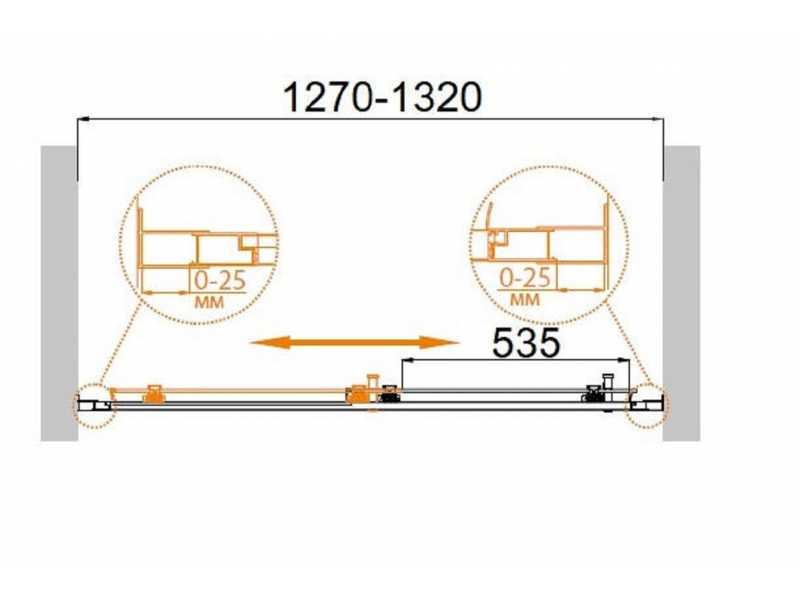 Купить Душевая дверь в нишу Cezares Molveno MOLVENO-BF-1-130-C/P-Cr-IV, 130 х 190 см, стекло прозрачное/матовое, цвет профиля хром